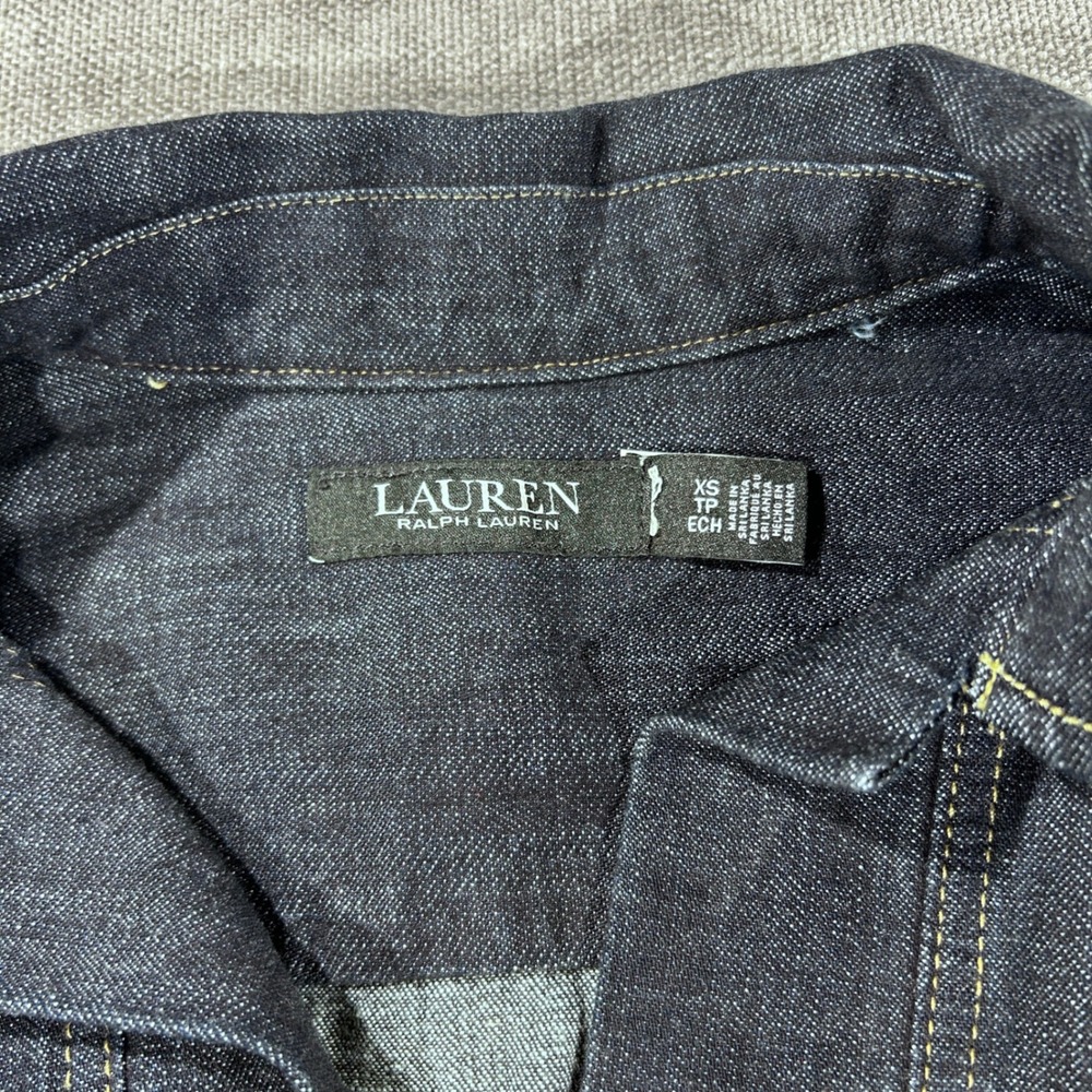 Lauren Ralph Lauren Denim Shift Dress Womens XS Dark Excellent V-Neck - Picture 3 of 8